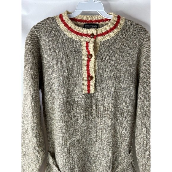 VTG 80s Cowichan Wool Knit Belted Button Sweater Dress Rockabilly - Picture 4 of 7